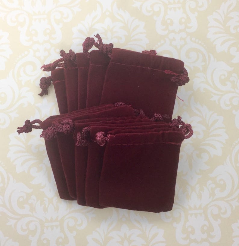 10 Burgundy Flat Velour Drawstring Jewelry Bags Dice Bag Etsy