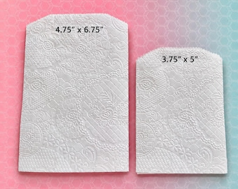 25 Lace Glassine Embossed Bags, Available in 2 Sizes
