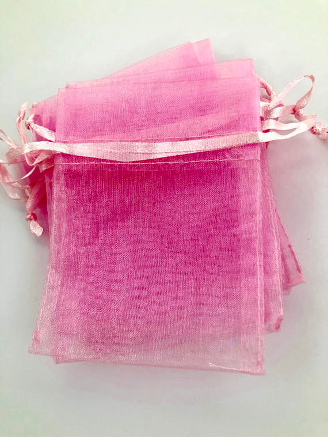 10 Pink Organza Bags Drawstring Bachelorette Party Favor Etsy