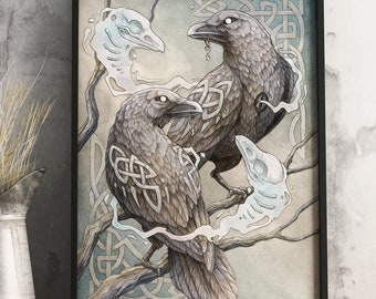 Hugin & Munin Raven Art Print