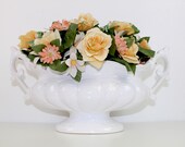 Beautiful Oval White Amphora Country House Vase Vintage