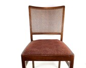 Vintage upholstered chairs with wicker braid