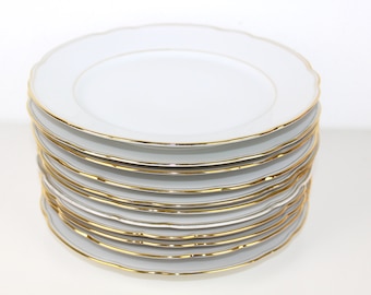 Flat dinner plate | Gold rim plate | Vintage