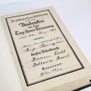 Bible | Wedding Bible | 1929 | Holy Scripture | Württembergische Bibelanstalt | Vintage