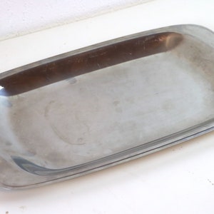 Stainless steel serving plate large | vintage