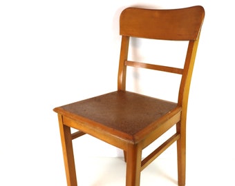 Silla de cocina Frankfurt | marrón | madera | Asiento de corcho | 1940 | Antiguo