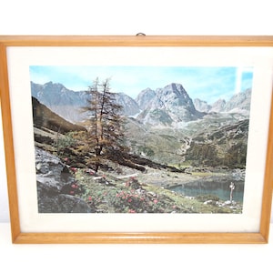 Picture in wooden frame &quot;Mountain Landscape&quot; | Vintage