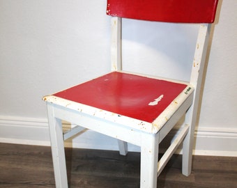 Frankfurter Küchen-Stuhl in rot/weiß -- Shabby