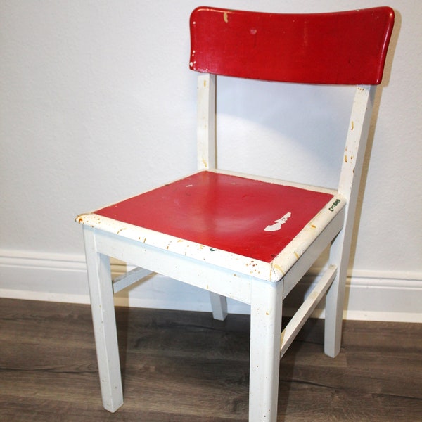 Frankfurter Küchen-Stuhl in rot/weiß -- Shabby