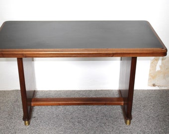 Solid wood table with black top