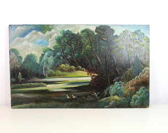 Gemälde auf Holz "Landschaft" | vintage