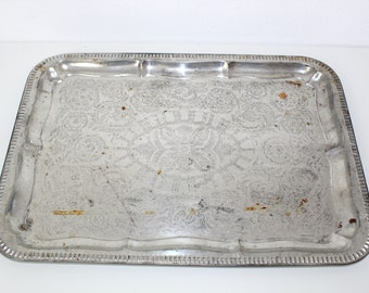 Servierplatte | Tablett | mit wunderschönem Muster| Metall | 1940 | vintage