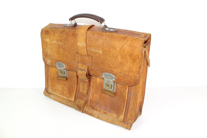 Bag | Cowhide | Briefcase | School Bag | shops Work bag | 1970 | Vintage