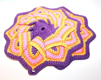 2 crocheted potholders