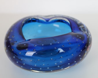Glass ashtray blue