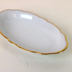 Gold rim serving platter large | vintage