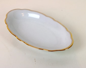 Gold rim serving platter large | vintage