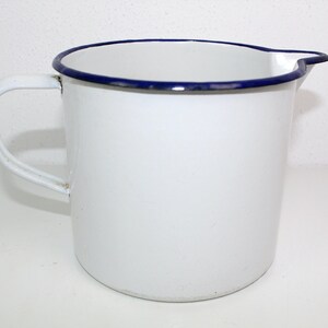 Milk pot | white | blue border | Enamel | 1950 | Vintage