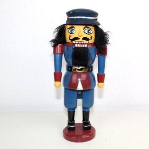 Nussknacker | Mütze | blau | schwarze Haare | schwarzer Bart | Holz | vintage