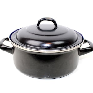 Great enamel pot -- vintage black