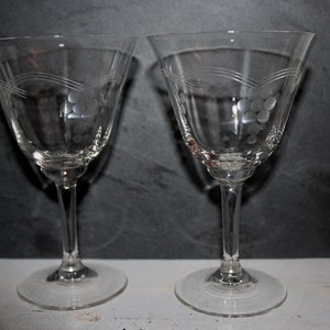 Antique glasses with vine engraving image 1