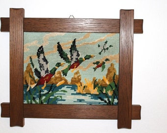 Vintage Gobelin-Bild "Fliegende Enten"