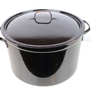 Massive, large enamel pot -- vintage black