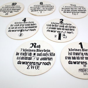 7 Bierdeckel | Untersetzer | Serie: 10 kleine Bierlein | Pappe | vintage