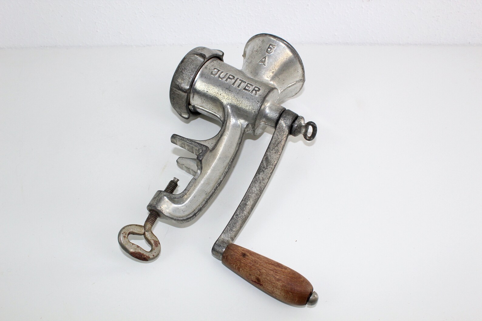 Meat Grinder Jupiter Metal Wooden Handle 1940 Vintage Etsy