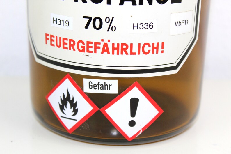 Botella boticaria | 1 litro | | marrón | de antigüedades Inscripción ISOPROPANOL | Vendimia imagen 3
