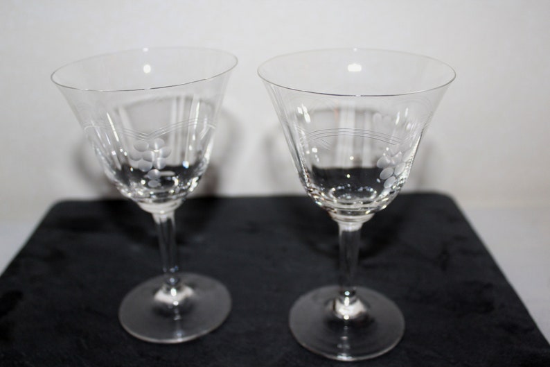 Antique glasses with vine engraving image 2