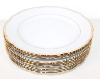 Flat cake plate | Gold rim plate | Vintage