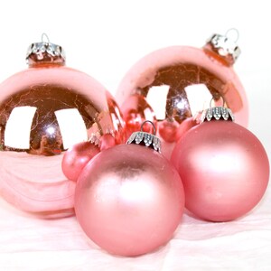 4 antike Weihnachtsbaumkugeln | rosa