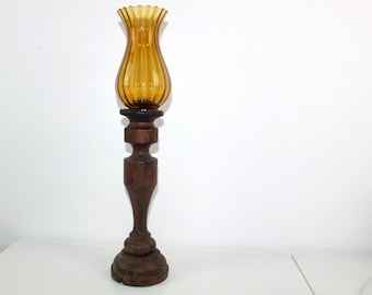 Lamp | Wood | Glass | antique | Vintage