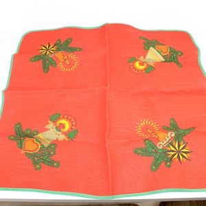 Christmas blanket | red | Jute | Angel motif | Candle motif | Vintage
