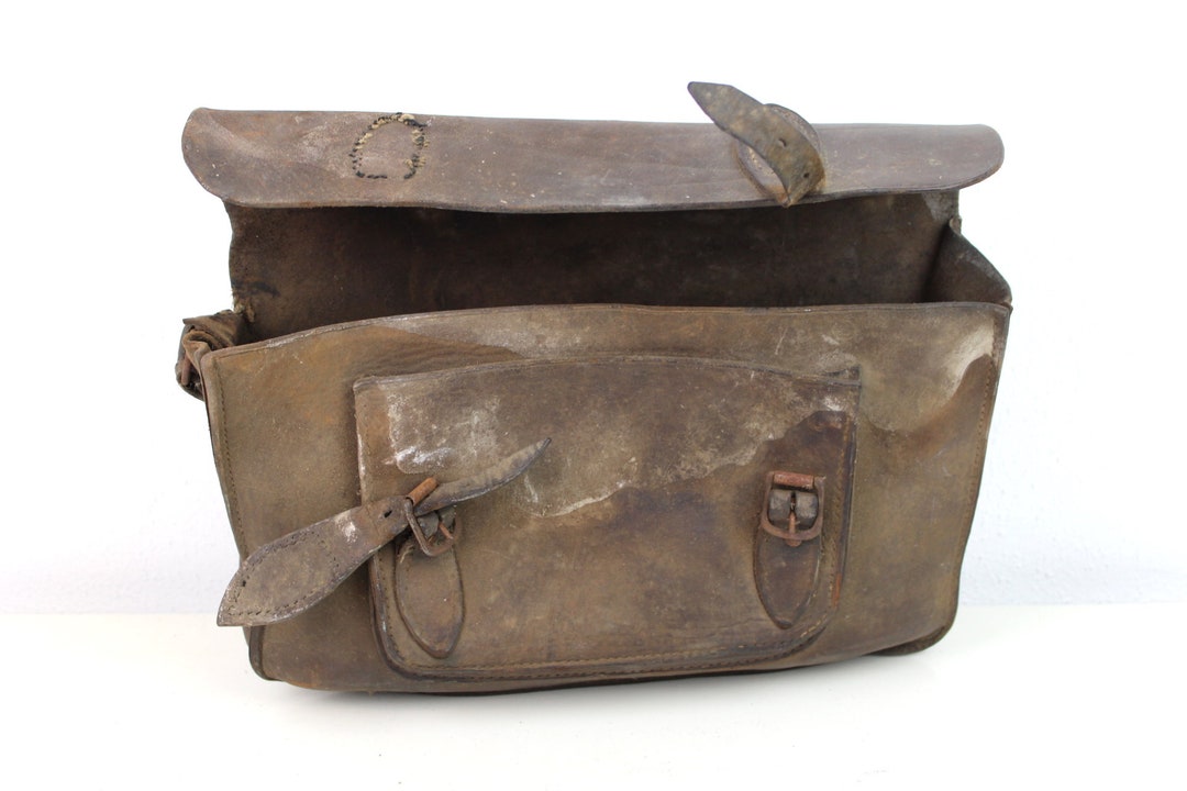 Mochila escolar de piel de vaca antigua Vendimia México