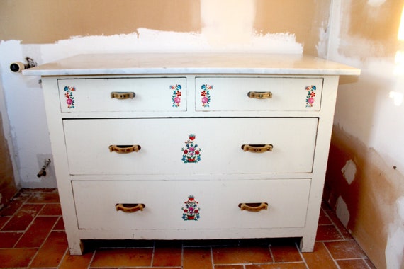 Antique Dresser With Marble Slab Solid Etsy
