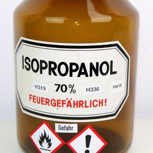 Botella boticaria | 1 litro | | marrón | de antigüedades Inscripción ISOPROPANOL | Vendimia imagen 2