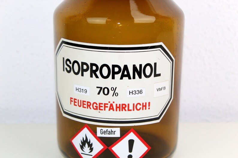 Botella boticaria | 1 litro | | marrón | de antigüedades Inscripción ISOPROPANOL | Vendimia imagen 2