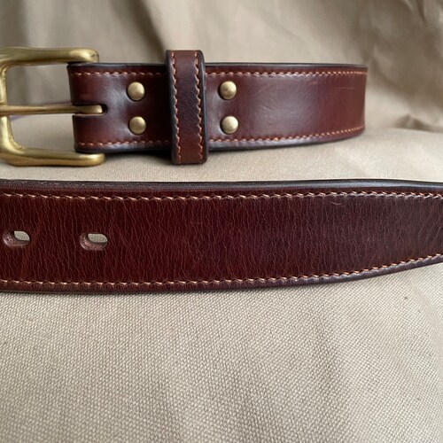 Italian Full Grain Leather Belt, Brass shops Buckle