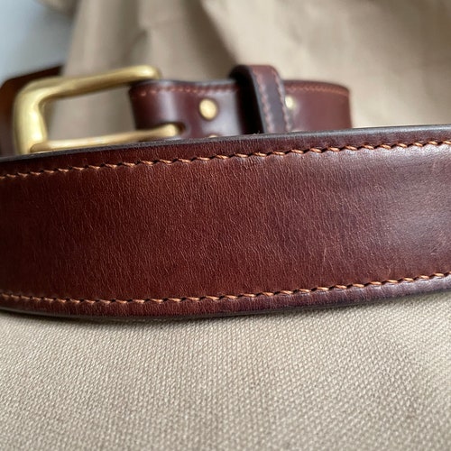 Italian Full Grain Leather Belt, Brass shops Buckle