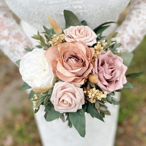 Boho Dusty Rose Flowers, rustic bouquet Mauve Wedding Bouquet, Pink Wedding Flowers, Custom Wedding bouquets