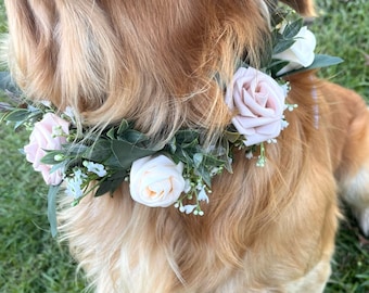 Wedding Dog Collar, Floral ring, neutral colored dog collar, Wedding Pet Wear