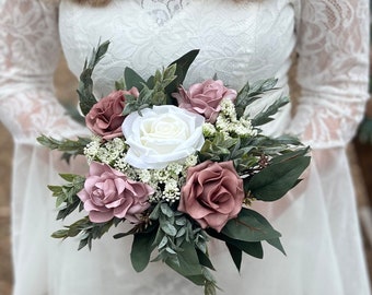 Bridesmaids bouquet, Dusty Rose Flowers, Mauve Wedding Bouquet, Pink Wedding Flowers, Custom Wedding bouquets