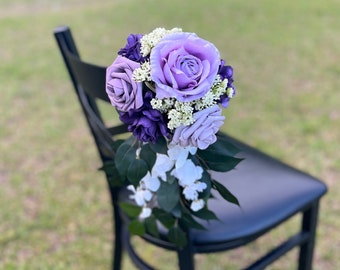 Lavender and purple Chair decorations for wedding, SET OF 8, pew decorations for weddings, aisle decorations, pew flowers, chair flowers