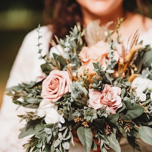 Boho Dusty Rose Flowers, rustic bouquet Mauve Wedding Bouquet, Pink Wedding Flowers, Custom Wedding bouquets
