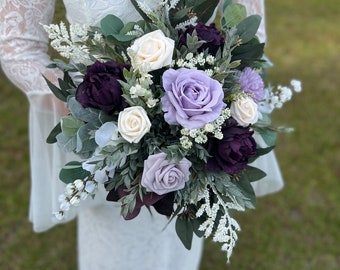 Plum and lavender bouquet, Purple Wedding Bouquet, Plum wedding, Wedding Flowers, lavender and plum Wedding bouquets