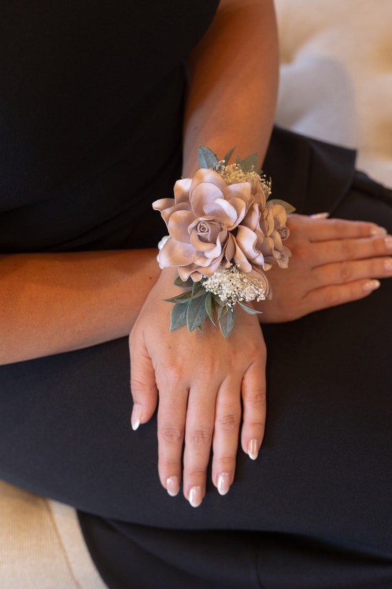 Dusty Rose Gardenia Wrist Corsage for Mom or Grandma Mom Wedding Flower Bracelet Etsy
