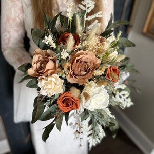 Terracotta, ivory, and Beige wedding bouquets; terracotta and ivory bouquet, boho bouquet, fall bouquet