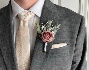 Dusty Rose Boutonnière, Pink boutonnière, Mauve Boutonnière, Men’s wedding flower